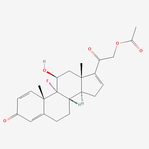21-Acetoxy-9a-fluoro-11b-hydroxypregna-1,4,16-triene-3,20-dione (CAS: 1250-85-7) - Chemical Structure and Molecular Formula 