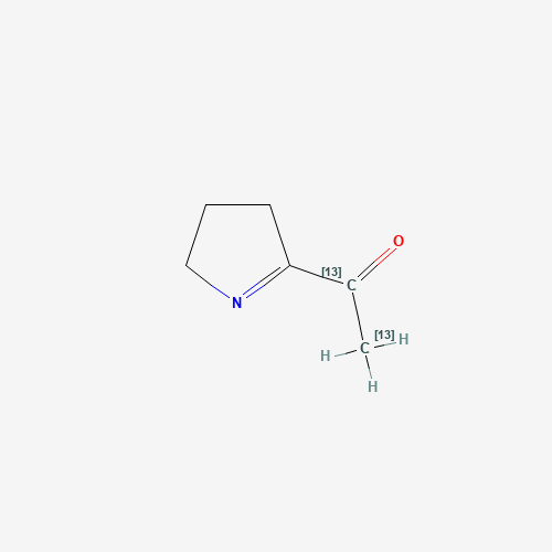 2-Acetyl-1-pyrroline-13C2  85% (10% w/w in DCM) (CAS: 1246819-73-7) - Chemical Structure and Molecular Formula 