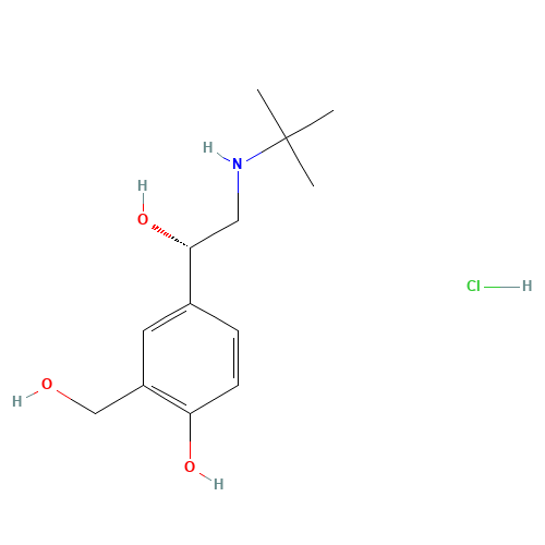 (S)-Albuterol Hydrochloride (CAS: 50293-91-9) - Chemical Structure and Molecular Formula 