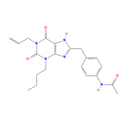 N-[4-(1-Allyl-3-butyl-2,6-dioxo-2,3,6,7-tetrahydro-1H-purin-8-ylmethyl)phenyl]acetamide (CAS: 628279-02-7) - Chemical Structure and Molecular Formula 