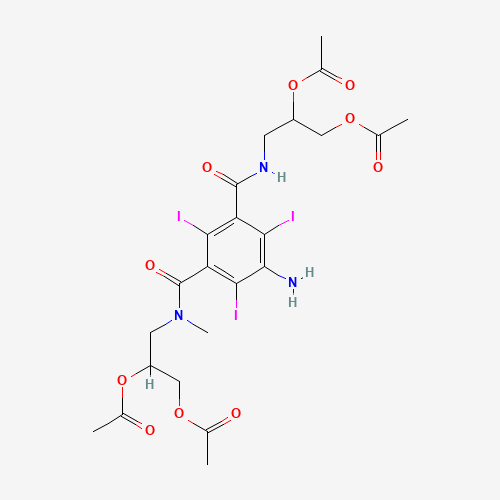 5-Amino-N,N'-bis[2,3-bis(acetyloxy)propyl]-2,4,6-triiodo-N-methyl-1,3-benzenedicarboxamide (CAS: 76350-09-9) - Chemical Structure and Molecular Formula 