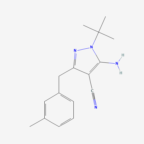 5-Amino-1-tert-butyl-3-(3-methylbenzyl)-4-cyanopyrazole (CAS: 1185162-28-0) - Chemical Structure and Molecular Formula 
