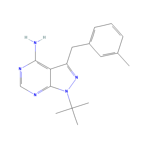 4-Amino-1-tert-butyl-3-(3-methylbenzyl)pyrazolo[3,4-d]pyrimidine (CAS: 956025-83-5) - Chemical Structure and Molecular Formula 