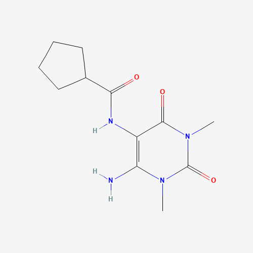 6-Amino-5-[(cyclopentanecarbonyl)amino]-1,3-dimethyl Uracil (CAS: 887352-43-4) - Chemical Structure and Molecular Formula 