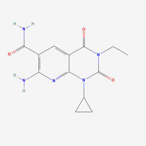 7-Amino-1-cyclopropyl-3-ethyl-2,4-dioxopyrido[2,3-d]pyrimidine-6-carboxamide (CAS: 142557-61-7) - Chemical Structure and Molecular Formula 