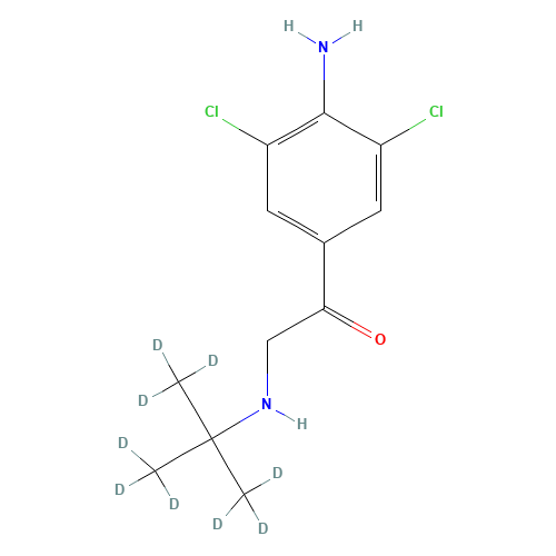 1-(4-Amino-3,5-dichloro-phenyl)-2-tert-butyl-d9-amino-ethanone (CAS: 129138-59-6) - Chemical Structure and Molecular Formula 