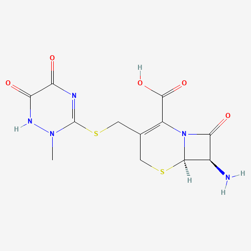 7-Amino-3-[[(2,5-dihydro-6-hydroxy-2-methyl-5-oxo-1,2,4-triazin-3-yl)thio]methyl]cephalosporanic Acid (CAS: 58909-56-1) - Chemical Structure and Molecular Formula 