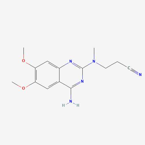 N-(4-Amino-6,7-dimethoxyquinazol-2-yl)-N-methyl-2-cyanoethylamine (CAS: 76362-28-2) - Chemical Structure and Molecular Formula 