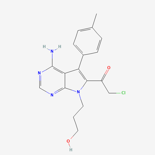 1-[4-Amino-7-(3-hydroxypropyl)-5-(4-methylphenyl)-7H-pyrrolo[2,3-d]pyrimidin-6-yl]-2-chloro-ethanone (CAS: 821794-90-5) - Chemical Structure and Molecular Formula 