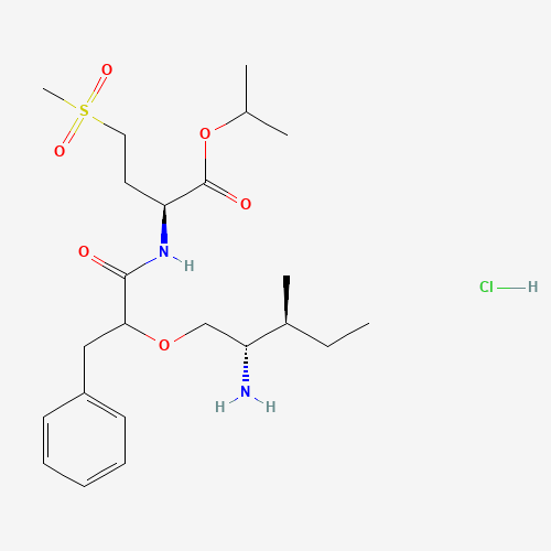 (2S)-[(2'S)-Amino-(3'S)-methyl-1-pentyloxy]-3-phenylpropionyl-methionine Sulfone,Isopropyl Ester,Hydrochloride (CAS: 1356019-46-9) - Chemical Structure and Molecular Formula 