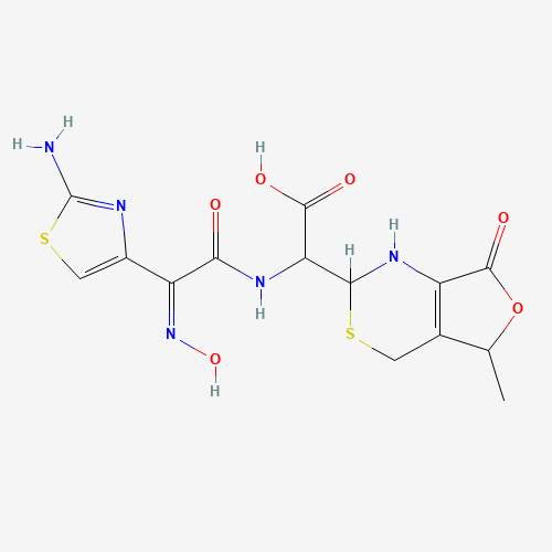 2(R)-2-[(Z)-2-(Aminothiazol-4-yl)-2-(hydroxyimino)acetamido)]-2-[(2RS,5RS)-5-methyl-7-oxo-2,4,5,7-tetrahydro-1H-furo[3,4-d][1,3]thiazin-2-yl]acetic Acid (CAS: 178422-45-2) - Chemical Structure and Molecular Formula 