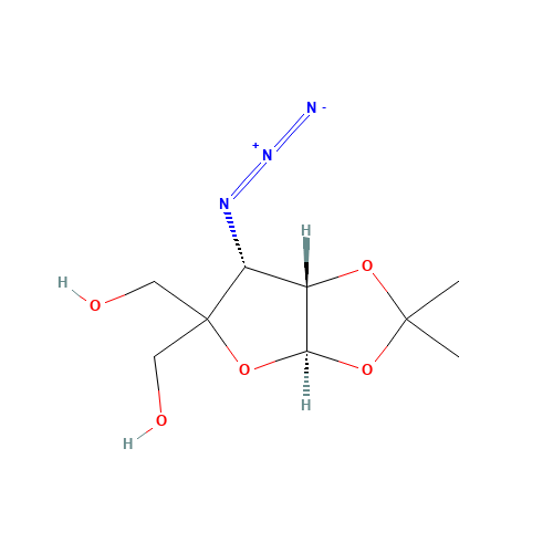 3-Azido-3-deoxy-4-hydroxy-methyl-1,2-O-isopropylidene-a-D-ribofuranose (CAS: 247025-10-1) - Chemical Structure and Molecular Formula 