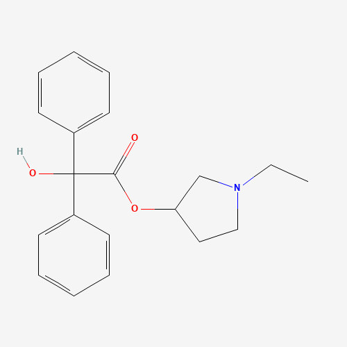 Benzilic Acid 1-Ethyl-3-pyrrolidinyl Ester chemical structure Benzilic Acid 1-Ethyl-3-pyrrolidinyl Ester (CAS: 94576-88-2) - Chemical Structure and Molecular Formula