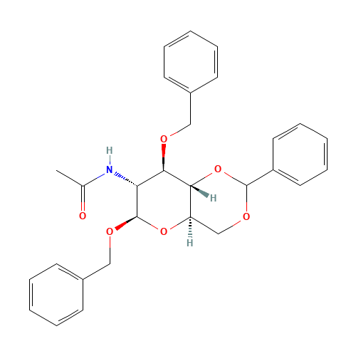 Benzyl 2-Acetamido-3-O-benzyl-4,6-O-benzylidene-2-deoxy-b-D-glucopyranoside (CAS: 14040-20-1) - Chemical Structure and Molecular Formula 