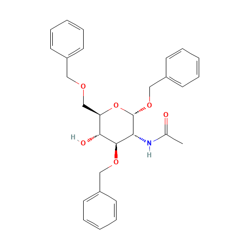 Benzyl 2-Acetamido-2-deoxy-3,6-di-O-benzyl-a-D-glucopyranoside (CAS: 55287-49-5) - Chemical Structure and Molecular Formula 