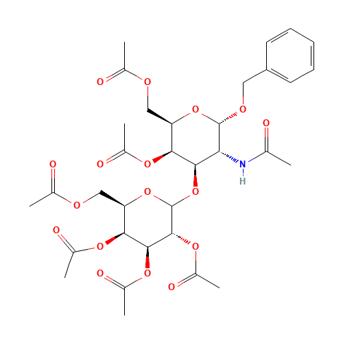 Benzyl 2-Acetamido-4,6-di-O-acetyl-3-O-(2,3,4,6-tetra-O-acetyl-b-D-galactosyl)-2-deoxy-a-D-galactopyranoside (CAS: 3809-10-7) - Chemical Structure and Molecular Formula 