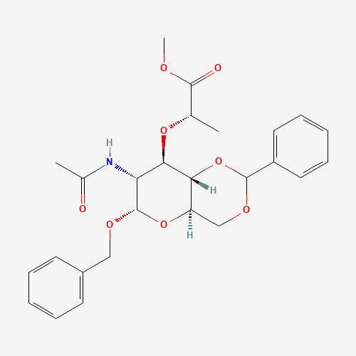 Benzyl N-Acetyl-4,6-O-benzylidene-a-isomuramic Acid Methyl Ester (CAS: 104371-52-0) - Chemical Structure and Molecular Formula 
