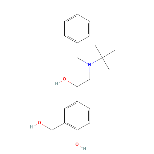 N-Benzyl Albuterol (CAS: 24085-03-8) - Chemical Structure and Molecular Formula 