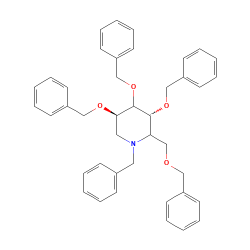 N-Benzyl-2,3,4,6-tetra-O-benzyl-1,5-dideoxy-imino-L-iditol (CAS: 151963-95-0) - Chemical Structure and Molecular Formula 