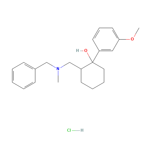 cis-(+/-)-2-[(N-Benzyl-N-methyl)aminomethyl]-1-(3-methoxyphenyl)cyclohexanol,Hydrochloride (CAS: 1018989-95-1) - Chemical Structure and Molecular Formula 