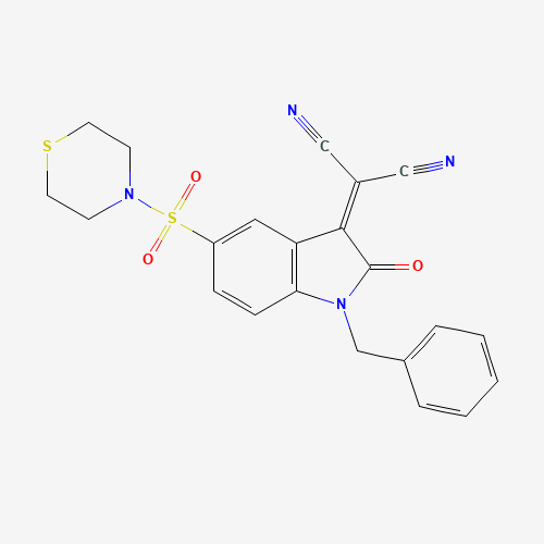 2-[(1-Benzyl-2-oxo-5-(thiomorpholinosulfonyl)indolin-3-ylidene]malononitrile (CAS: 1144853-53-1) - Related Chemical Product
