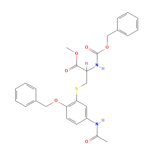 N-Benzyloxycarbonyl-5-(3-acetamido-6-benzyloxypenyl)cysteine Methyl Ester (CAS: 37398-28-0) - Chemical Structure and Molecular Formula 