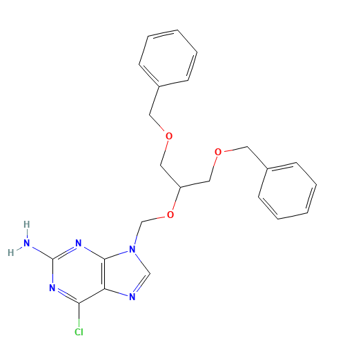 9-[[2-Benzyloxy-1-(benzyloxymethyl)-ethoxy]-methyl]-6-chloroguanine (CAS: 84222-47-9) - Chemical Structure and Molecular Formula 