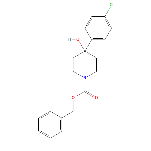 N-Benzyloxycarbonyl-4-(4-chlorophenyl)-4-piperidinol (CAS: 1076199-00-2) - Chemical Structure and Molecular Formula 