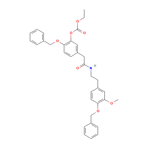 N-2-(4-Benzyloxy-3-methoxyphenethyl)-4-benzyloxy-3-ethoxycarbonyloxyphenylacetamide (CAS: 62744-13-2) - Chemical Structure and Molecular Formula 