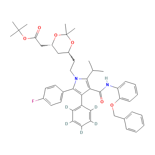 (6-{2-[3-(2-Benzyloxy-phenylcarbamoyl)-5-(4-fluoro-phenyl)-2-isopropyl-4-phenyl-d5-pyrrol-1-yl]-ethyl}-2,2-dimethyl-[1,3]-dioxane-4-yl)-acetic Acid,tert-Butyl Ester (CAS: 265989-41-1) - Related Chemical Product