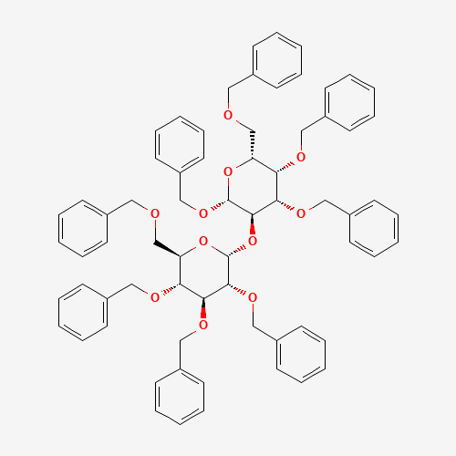 Benzyl 2-O-(2,3,4,6-tetra-O-benzyl-a-D-glucopyranosyl)-3,4,6-tri-O-benzyl-b-D-galactopyranoside (CAS: 64694-20-8) - Chemical Structure and Molecular Formula 