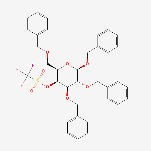 Benzyl 2,3,6-Tri-O-benzyl-4-O-trifluoromethanesulfonyl-b-D-galactopyranoside (CAS: 182760-13-0) - Chemical Structure and Molecular Formula 