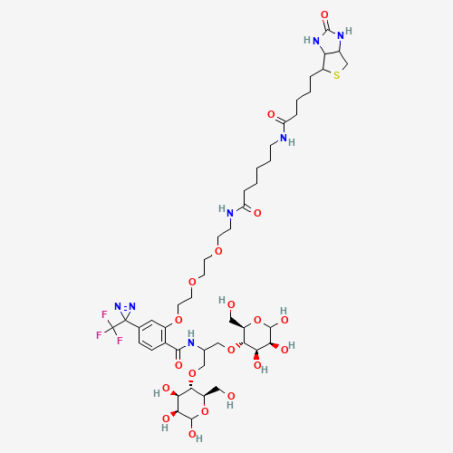 N-[2-[2-[2-[(N-Biotinyl-caproylamino)-ethoxy)ethoxyl]-4-[2-(trifluoromethyl)-3H-diazirin-3-yl]benzoyl]-1,3-bis(mannopyranosyl-4-yloxy)-2-propylamine (CAS: 207971-25-3) - Chemical Structure and Molecular Formula 