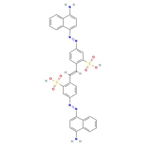 4,4'-Bis(4-amino-1-naphthylazo)-2,2'-stilbenedisulfonic Acid,90% (CAS: 5463-64-9) - Chemical Structure and Molecular Formula 