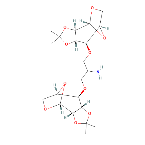 1,3-Bis-(1,6-anhydro-2,3-O-isopropylidene-b-D-mannopyranose-4-yloxy)-2-propylamine (CAS: 95245-29-7) - Chemical Structure and Molecular Formula 