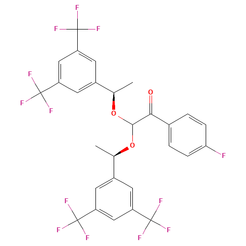 2,2-Bis[(1R)-1-[3,5-bis(trifluoromethyl)phenyl]ethoxy]-1-(4-fluorophenyl)ethanone (CAS: 419574-40-6) - Chemical Structure and Molecular Formula 