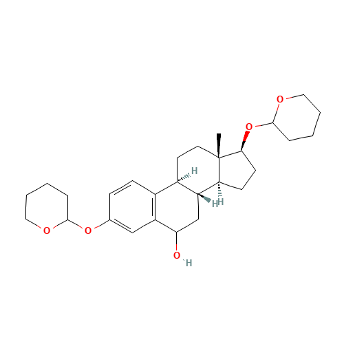 (17b)-3,17-Bis[(tetrahydro-2H-pyran-2-yl)oxy]-estra-1,3,5(10)-trien-6-ol (CAS: 122566-22-7) - Chemical Structure and Molecular Formula 