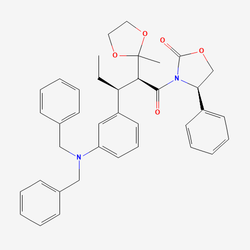 [4R-[3(2S*,3S*),4R*]]-3-[3-[3-[Bis(phenylmethyl)amino]phenyl]-2-(2-methyl-1,3-dioxolan-2-yl)-1-oxopentyl]-4-phenyl-2-oxazolidinone (CAS: 188559-29-7) - Related Chemical Product
