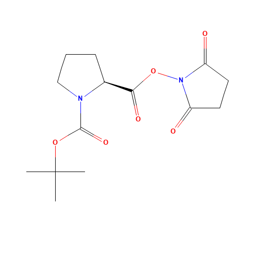 N-t-Boc-L-proline-N-hydroxysuccinimide Ester (CAS: 3392-10-7) - Chemical Structure and Molecular Formula 