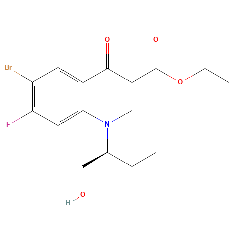 6-Bromo-1,4-dihydro-7-fluoro-1-[(1S)-1-(hydroxymethyl)-2-methylpropyl]-4-oxo-3-quinolinecarboxylic Acid Ethyl Ester (CAS: 934161-50-9) - Related Chemical Product