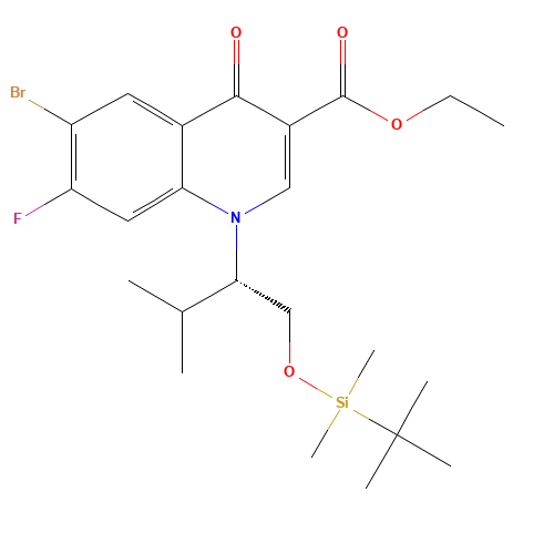 6-Bromo-1-[(1S)-1-[[[(1,1-dimethylethyl)dimethylsilyl]oxy]methyl]-2-methylpropyl]-7-fluoro-1,4-dihydro-4-oxo-3-quinolinecarboxylic Acid Ethyl Ester (CAS: 934161-52-1) - Related Chemical Product