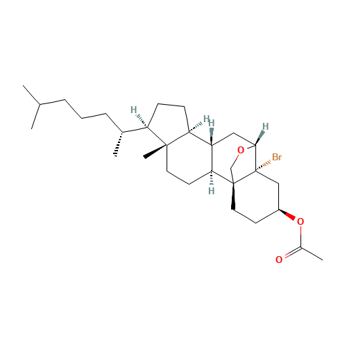 5a-Bromo-6,19-epoxycholestanol 3-Acetate (CAS: 1258-07-7) - Chemical Structure and Molecular Formula 