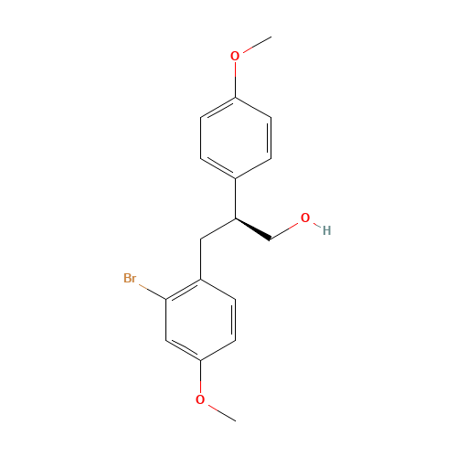 (S)-3-(2-Bromo-4-methoxyphenyl)-2-(4-methoxyphenyl)propan-1-ol (CAS: 917379-11-4) - Chemical Structure and Molecular Formula 