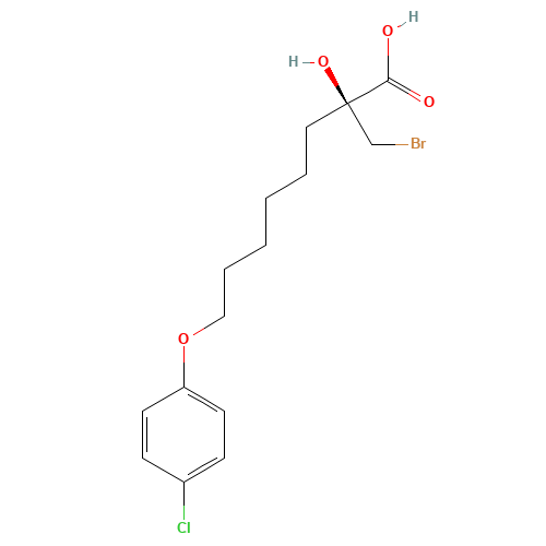 (S)-2-Bromomethyl-2-hydroxy-8-(4-chlorophenoxy)octanoic Acid (CAS: 467235-27-4) - Chemical Structure and Molecular Formula 