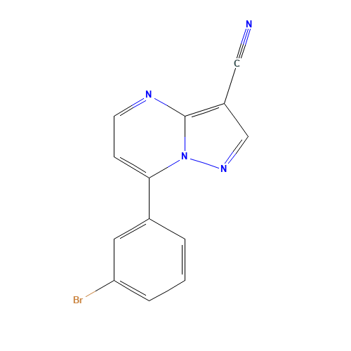 7-(3-Bromophenyl)pyrazolo[1,5-a]pyrimidine-3-carbonitrile (CAS: 933054-30-9) - Chemical Structure and Molecular Formula 