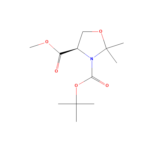 (R)-(+)-3-(tert-Butoxycarbonyl)-2,2-dimethyl-4-oxazolidinecarboxylic Acid Methyl Ester (CAS: 95715-86-9) - Chemical Structure and Molecular Formula 