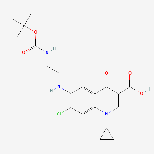 6-[(2-tert-Butoxycarbonylaminoethyl)amino]-7-chloro-1-cyclopropyl-1,4-dihydro-4-oxo-quinoline-3-carboxylic Acid (CAS: 528851-37-8) - Chemical Structure and Molecular Formula 
