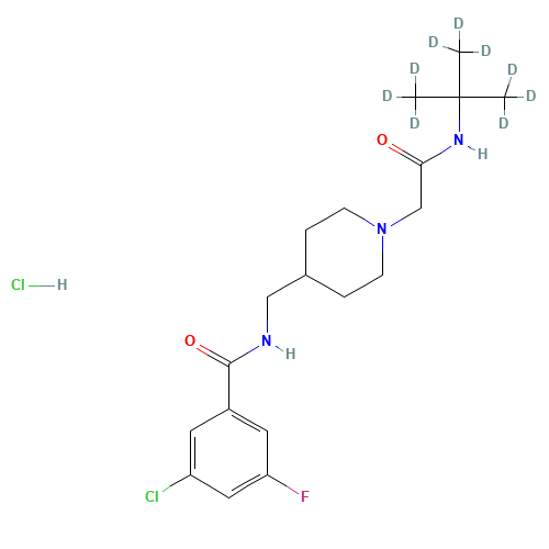 N-((1-(2-(tert-Butylamino)-2-oxoethyl)piperidin-4-yl)methyl)-3-chloro-5-fluorobenzamide-d9 Hydrochloride Salt (CAS: 1346604-21-4) - Related Chemical Product