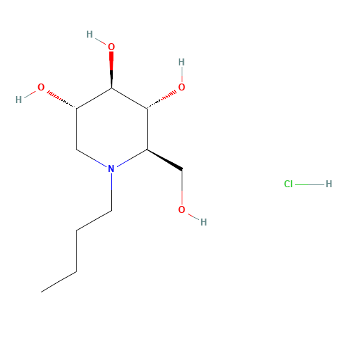 N-Butyldeoxynojirimycin Hydrochloride (CAS: 210110-90-0) - Chemical Structure and Molecular Formula 