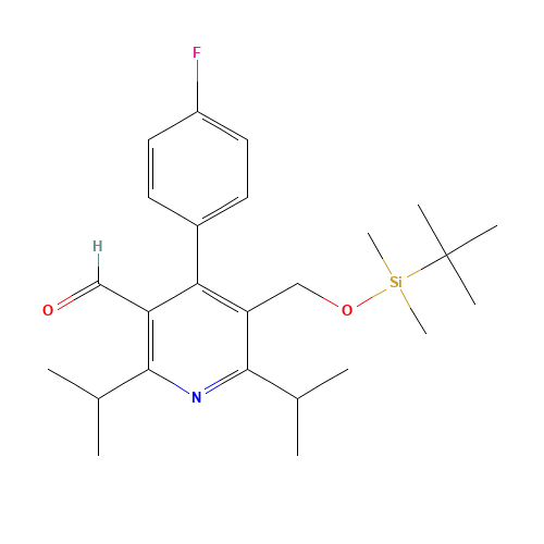 5-tert-Butyldimethylsilyloxymethyl-2,6-diisopropyl-4-(4-fluorophenyl)-pyridine-3-carboxaldehyde (CAS: 124863-83-8) - Chemical Structure and Molecular Formula 